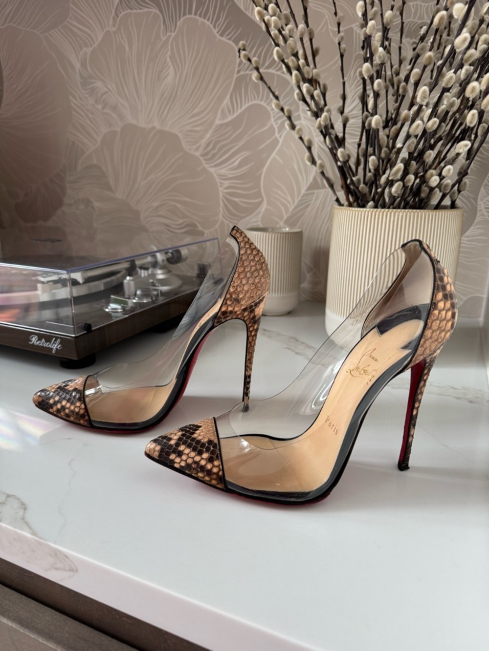 Christian Louboutin 120 debout python lucido/PVC clear pump heels. - Picture 4 of 15